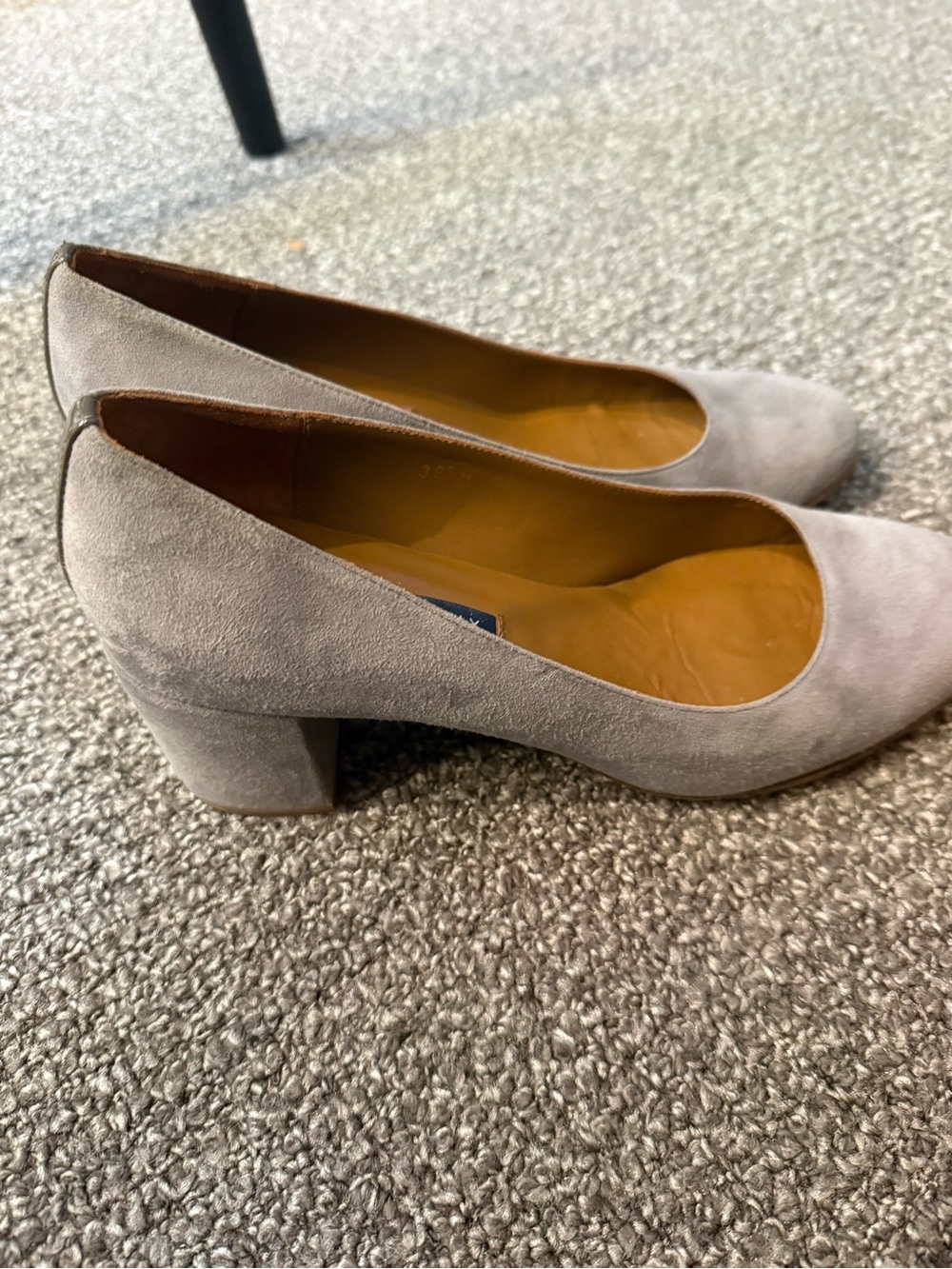 Margaux Women's Gray Block Heel Ballet Suede Shoes  38.5